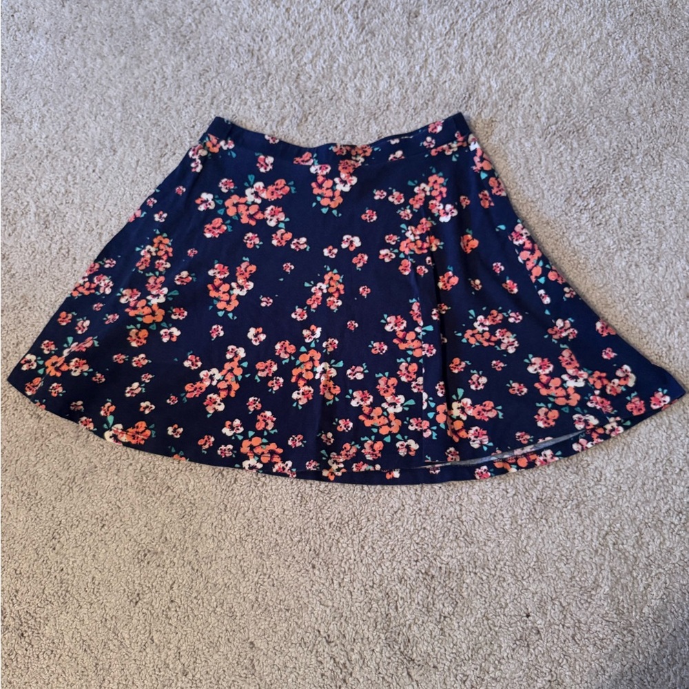 Lily White Navy Floral Circle Skirt